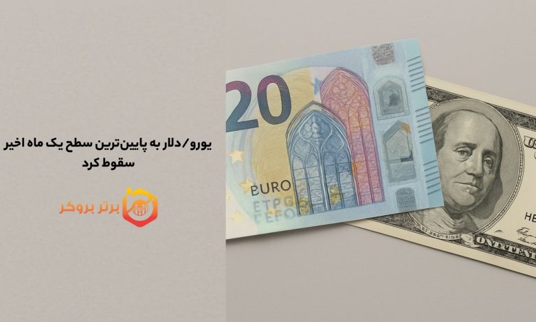 یورو/دلار به پایین‌ترین سطح یک ماه اخیر سقوط کرد