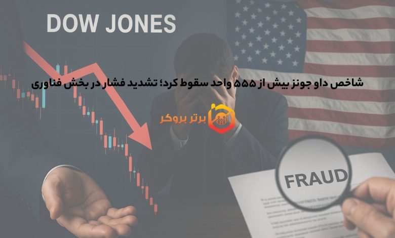 شاخص داو جونز بیش از ۵۵۵ واحد سقوط کرد؛ تشدید فشار در بخش فناوری